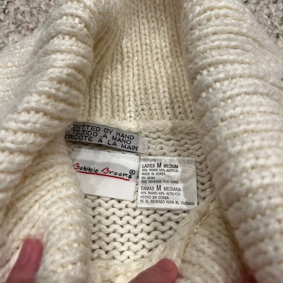 Vintage Bobbie Brooks Cable Knit Floral Sweater Sz M Chunky Knit Oversized - Picture 3 of 6